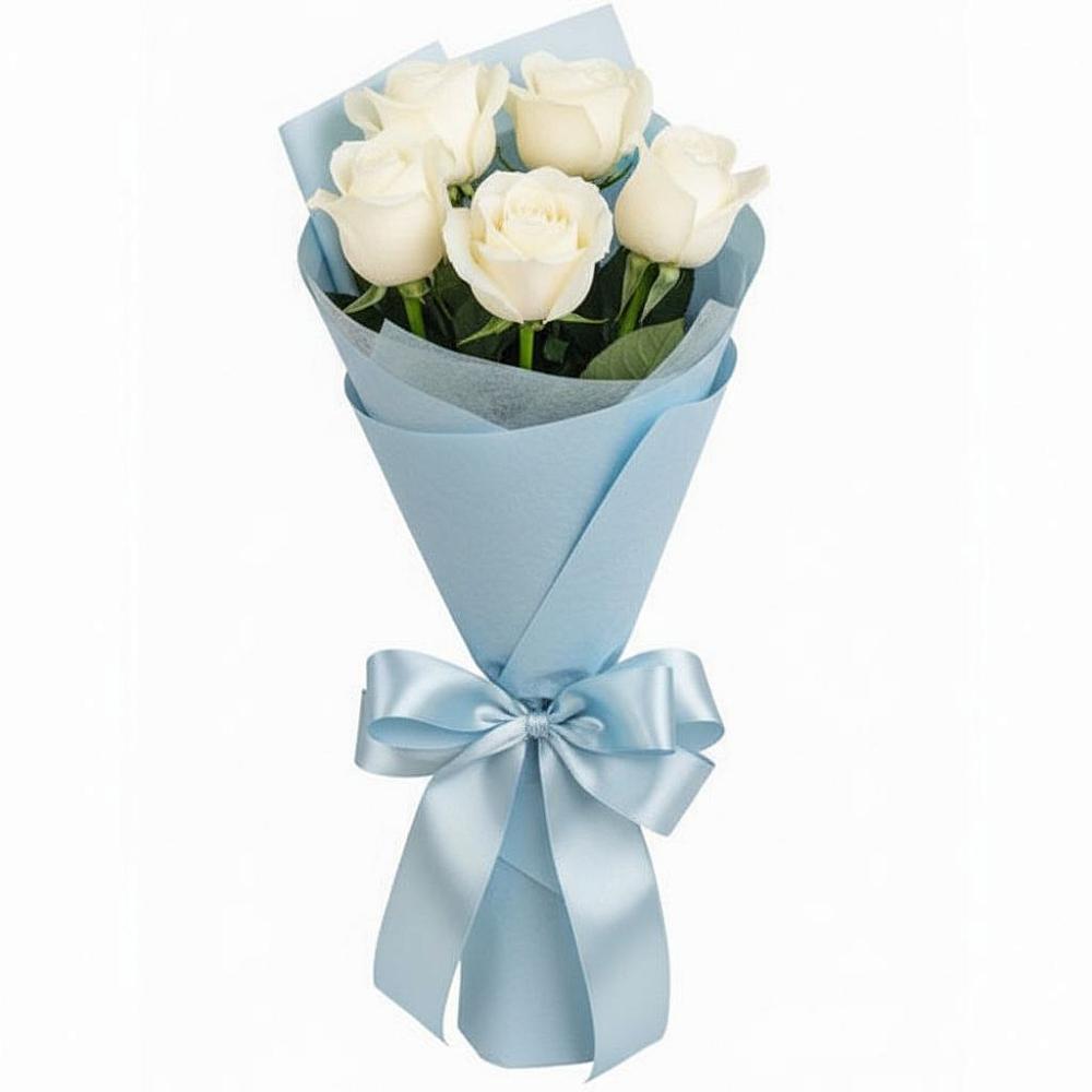 Букет 5 Белых роз Проуд в Кривошеино
