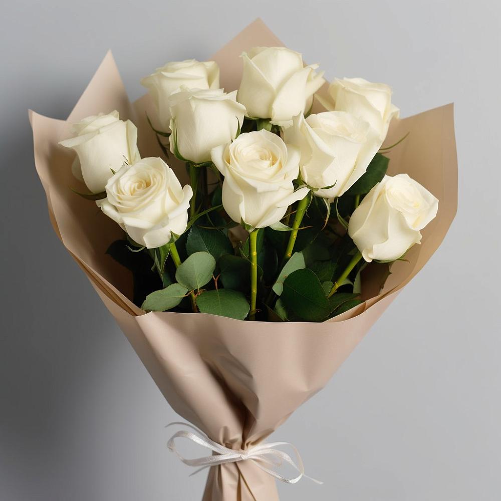 Букет 9 Белых роз Эдлесс Лав в Кривошеино