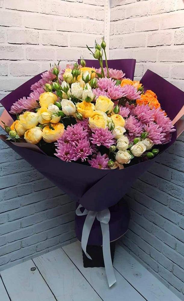 Букет цветов из: Хризантемы и Розы в Кривошеино
