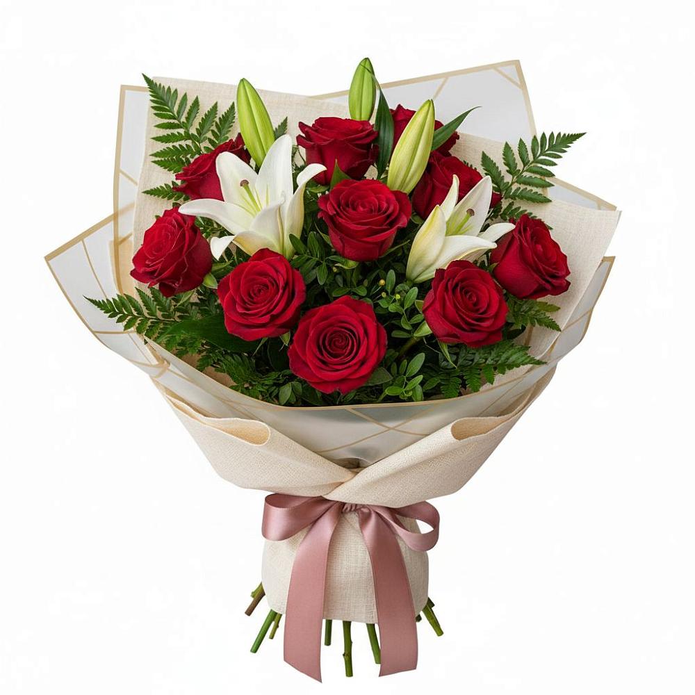 Букет цветов из: Лилии и Розы в Кривошеино