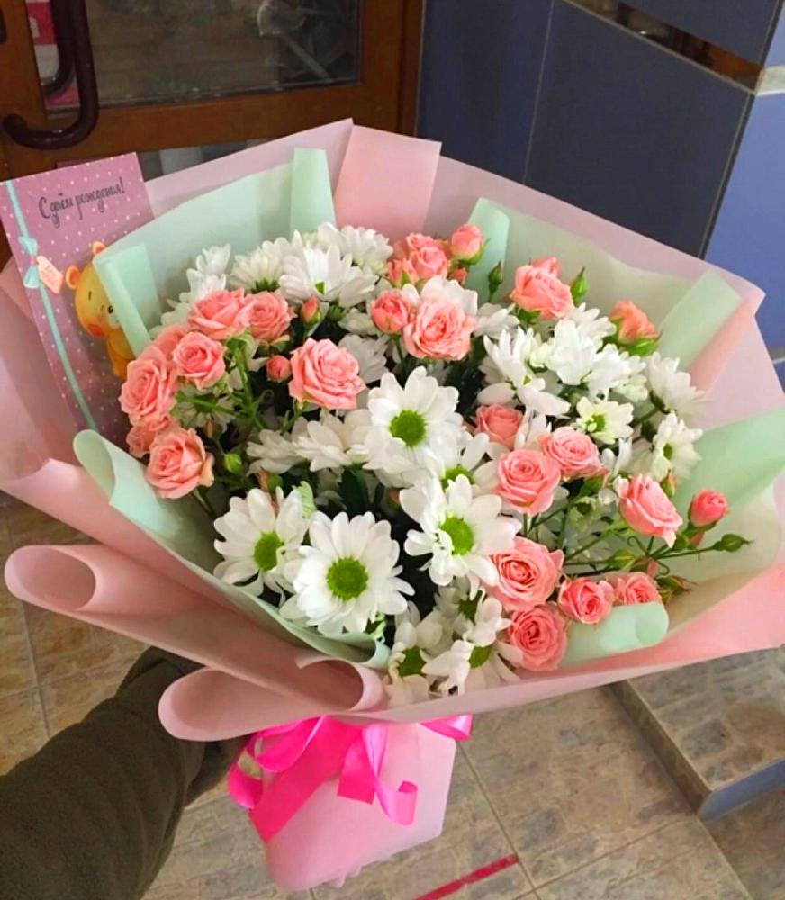 Букет цветов из: Розы и Хризантемы в Кривошеино