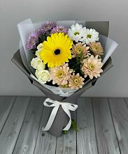 Букет цветов из:  Розы, Герберы и Хризантемы в Кривошеино
