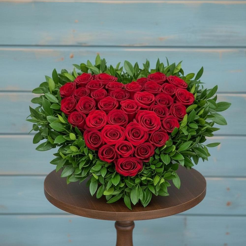 Цветочная композиция из Розы в виде сердца в Кривошеино