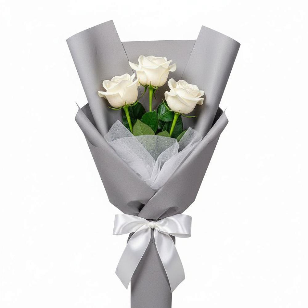 Букет 3 белые розы в Кривошеино