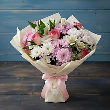 Букет цветов из:  Хризантемы, Альстромерии и Розы в Кривошеино