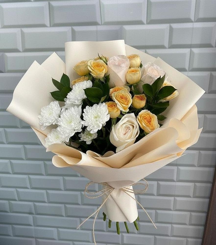 Букет цветов из: Розы и Хризантемы в Кривошеино