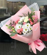 Букет цветов из:  Розы, Лизиантусы и Хризантемы в Кривошеино