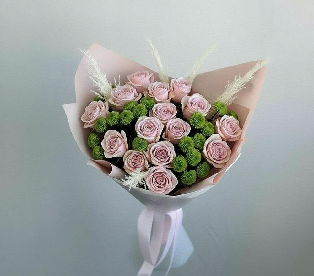 Букет цветов из: Розы и Хризантемы в Кривошеино