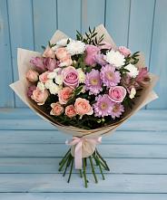 Букет цветов из:  Хризантемы, Розы и Альстромерии #REPLACE_PRED# Кривошеино