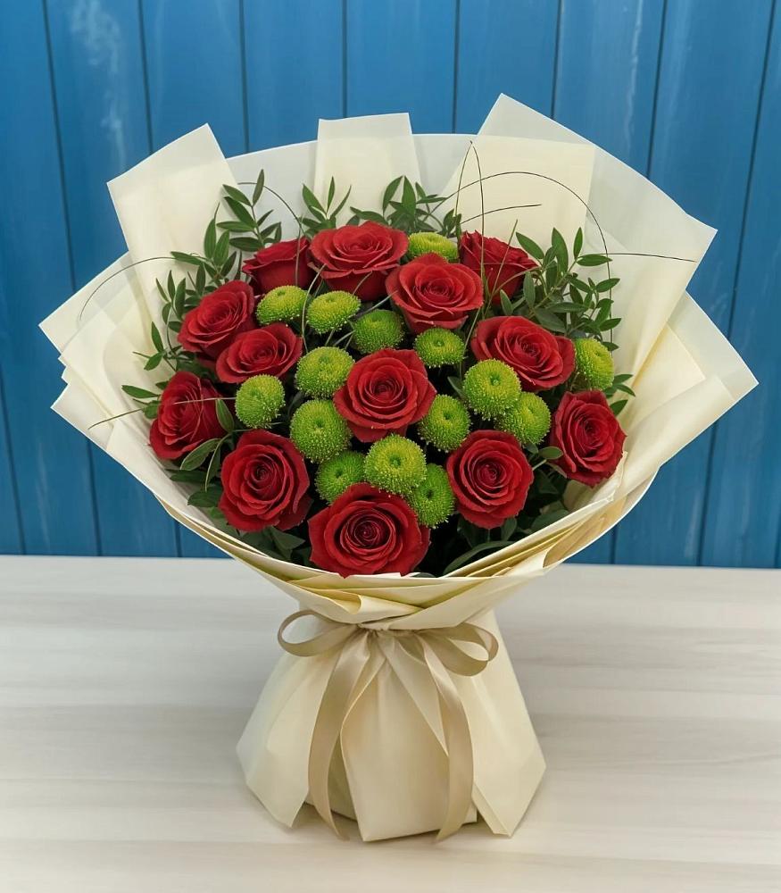 Букет цветов из: Розы и Хризантемы в Кривошеино